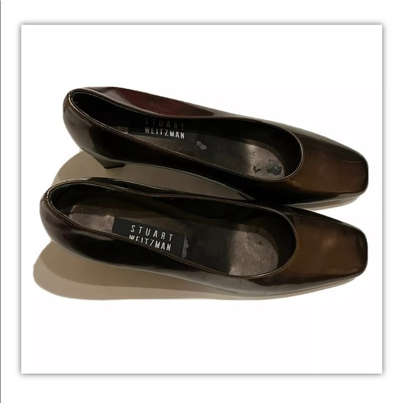 Stuart Weitzman Brown Patent Leather Platform Pumps Size 8.5B - Picture 1 of 7